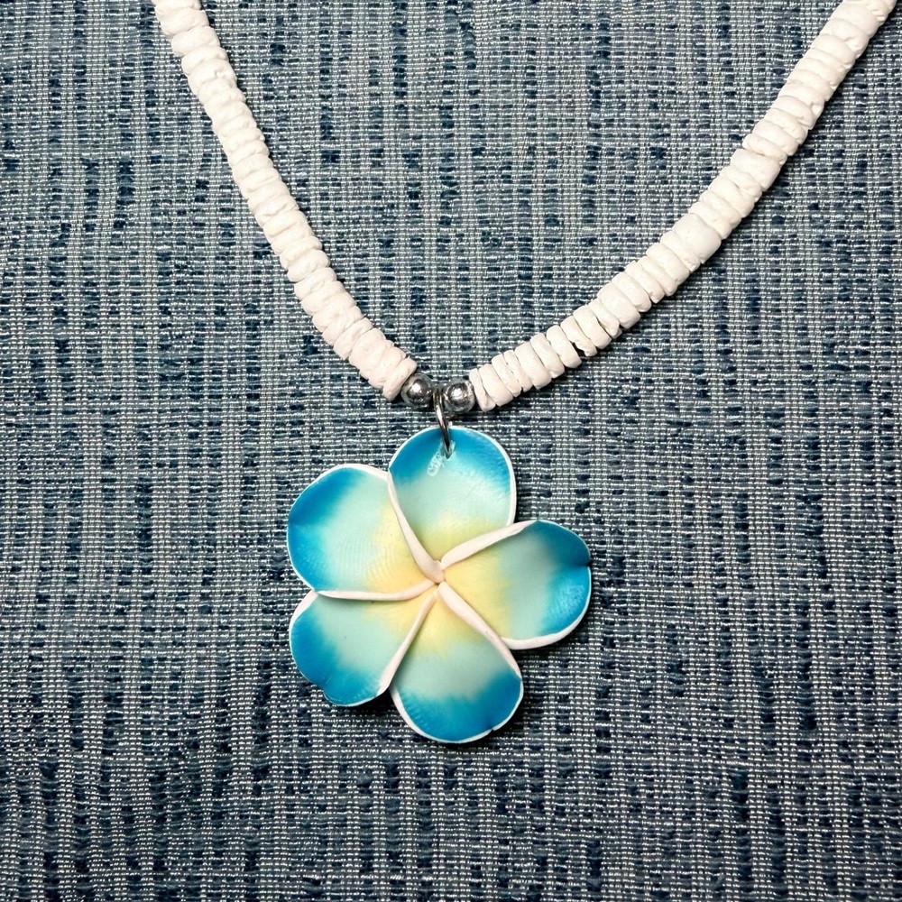 Blue and Yellow Flower Pendant Necklace